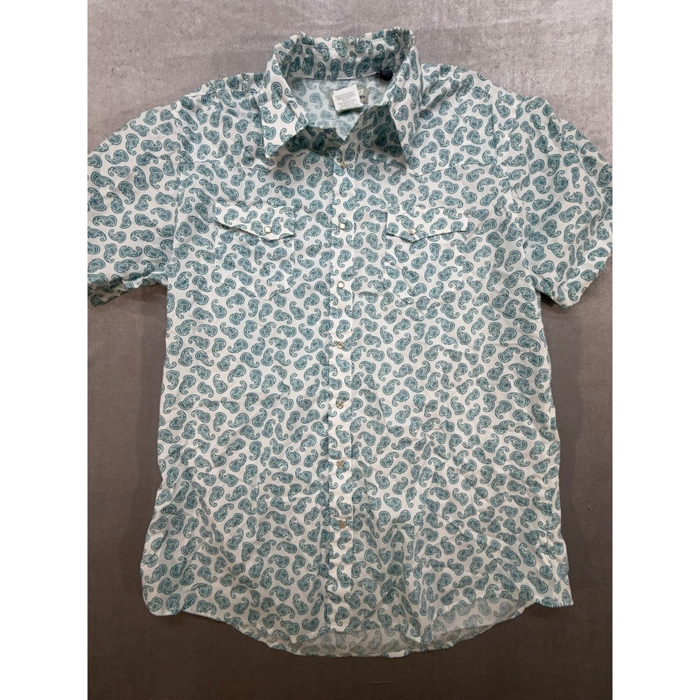 Wrangler Wrancher Short Sleeve Pearl Snap Shirt All over Print White XLT